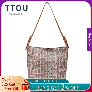 

Large Capacity Plaid Canvas Shoulder Shopping Bag Women Tote Bag Casual Designer Purses And Handbags Luxury Big Shopping Bag bol
