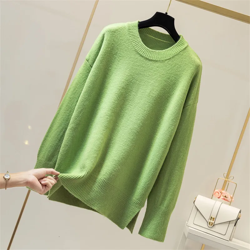 

Soft Pull Femme O-Neck Solid Loose Jumper Knitted Sweater Pullover Long Sleeve Fashion Sueter Mujer Women Winter New 2019