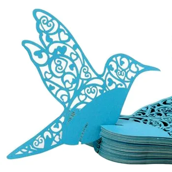

100pcs New Wedding White Bird Seat Card Hollow Paper Cup Card Wine Glass Decoration Wish Paper Card Wedding Decoration 6Z
