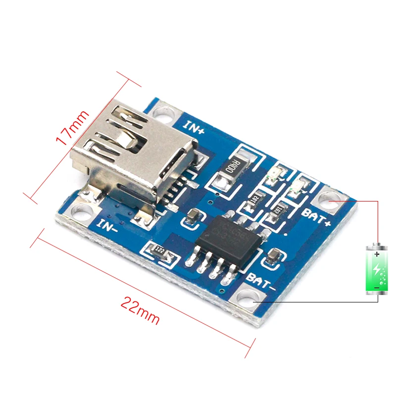 1PCS TP4056 1A Lipo Battery Charging Board Charger Module lithium battery DIY Mini USB Port afbeelding