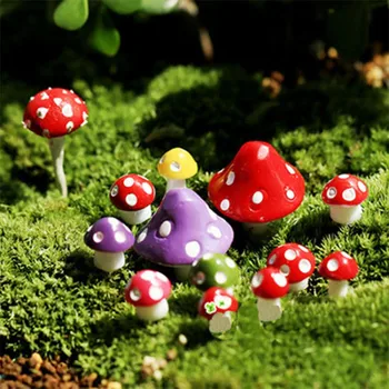 

20Pcs Resin Craft Miniature Fairy Garden Mushroom Model For DIY Micro Ornament Landscape Decor 7 Colors