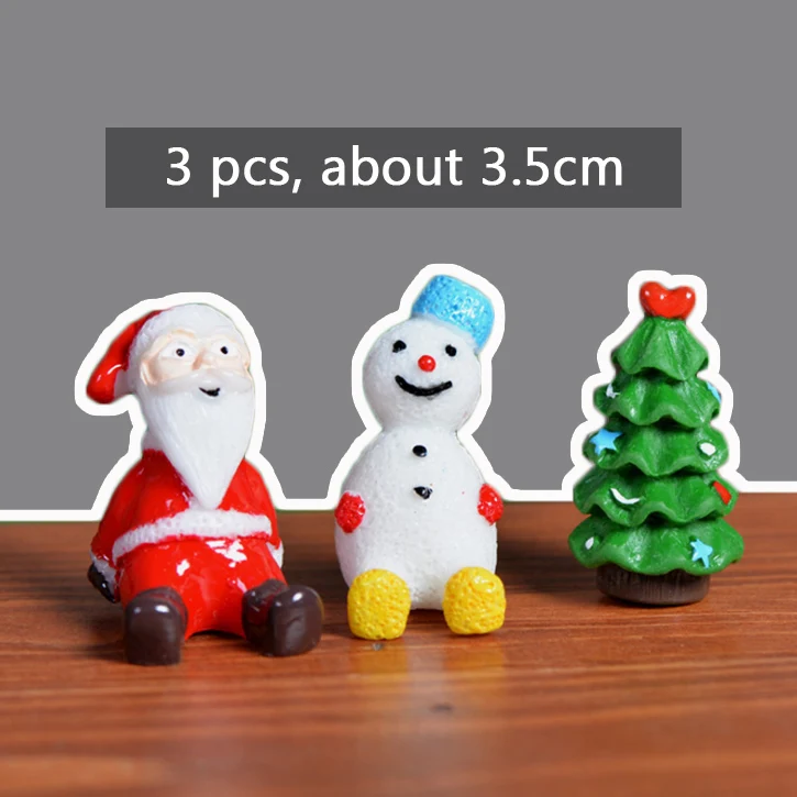 Christmas set 3pcs BAIUFOR миниатюрная Рождественская елка Санта Клаус Снеговики Подарочная коробка Террариум аксессуары Волшебные садовые фигурки Кукольный дом Декор - Цвет: Christmas set 3pcs
