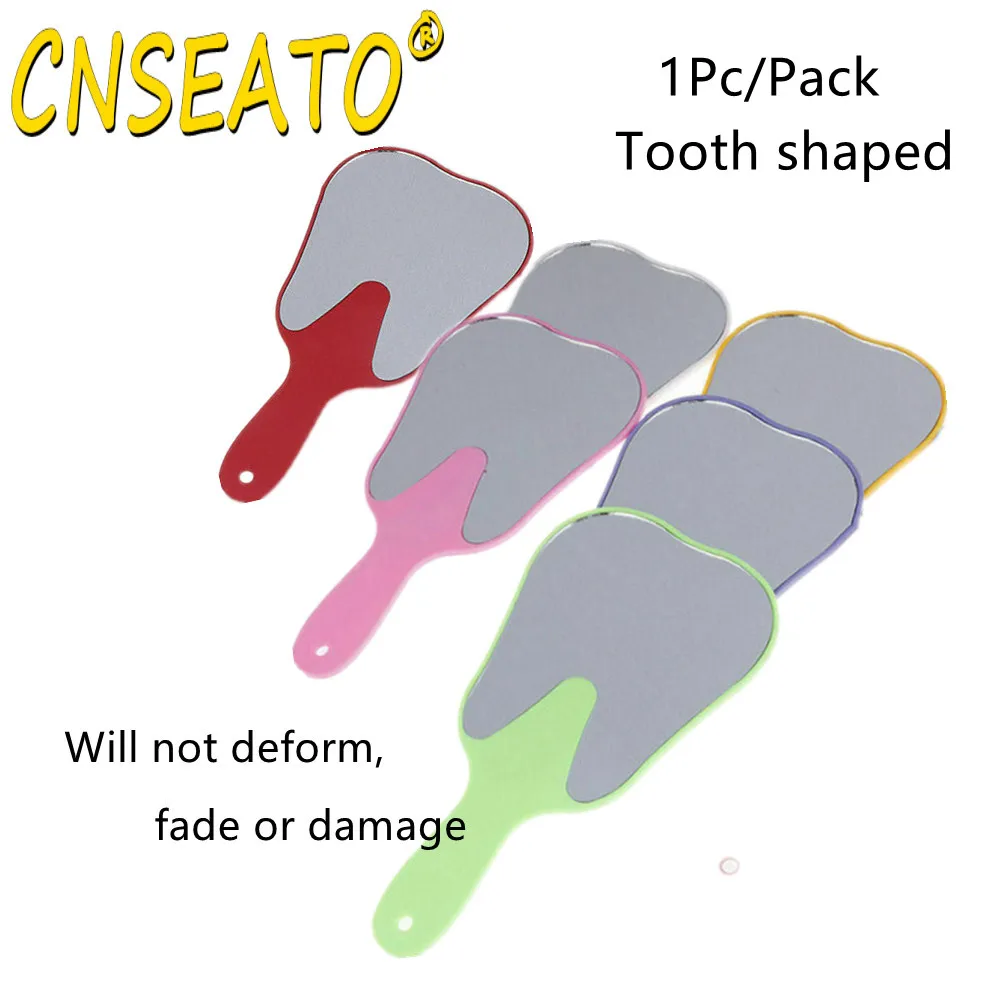 1PcCuteMirrorDentalTeethShapeHandheldMakeupMirrorsWithHandle
