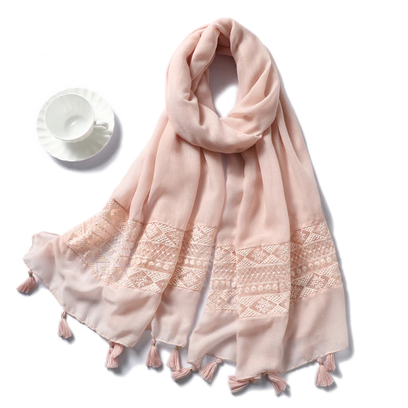 

2020 Design Brand Women Scarf Hijabs for Lady Solid Color Tassel Fashion Shawls and Wraps Pashmina Bandana Female Foulard