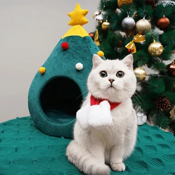 

Pet Cat Dog House Kennel Puppy Cave Sleeping Bed Tyteps Christmas tree shape Winter Warm Bed For Cats Dog cama para cachorro