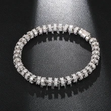 US7 микро проложили AAA кубический циркон 6 мм Iced Out звено цепи браслет хип хоп ювелирные изделия медные браслеты 7-8 дюймов