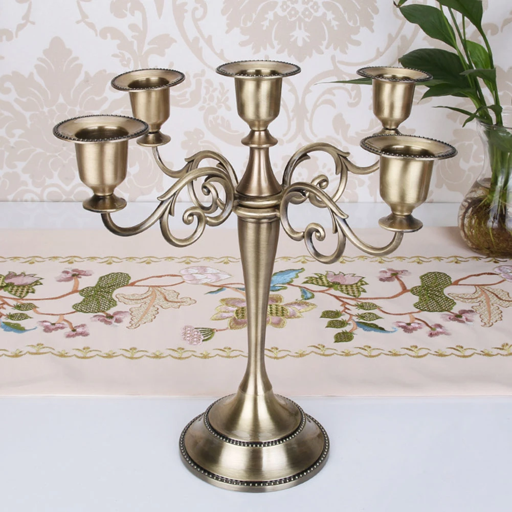 Metal Silver Gold Bronze Black 5 Arms Pillar Candle Holders Candlestick Wedding Decoration Candlestick Home Decor Candelabra Candle Holders Aliexpress
