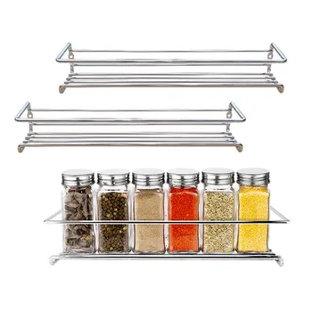 

Adhesive Spice Bottle Bracket House Spice Rack Metal Punch-Free Spice Bottle Shelf Holder Organizer For Kitchen Cabinet