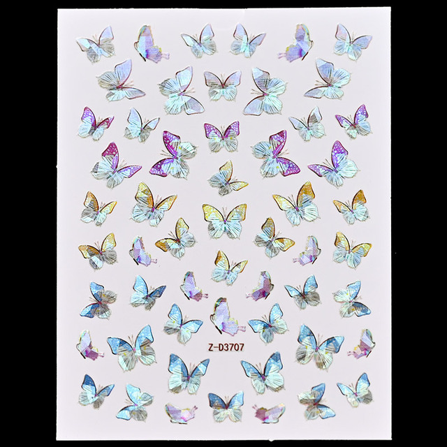 Craft Sticker 3D Nail Art Sticker Ultra-thin Butterfly Nail Art Decoration Sticker Holographic Laser Butterfly Nail Decals