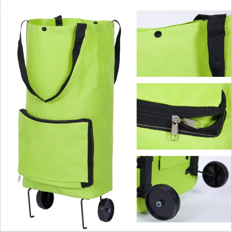 Прибытие Складная домашняя сумка для покупок на колесах с колесами многоразовые портативные экологически чистые сумки для хранения большая ручка сумки