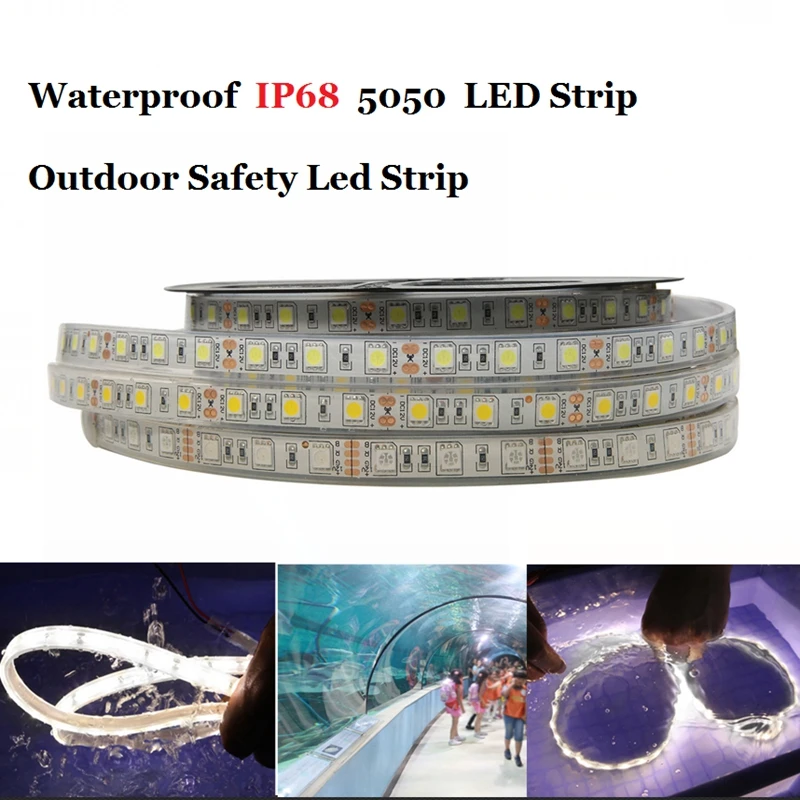 Супер яркая светодиодная лента 5050 IP68 Водонепроницаемый DC12V 60LED/M наружный