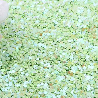 Sequin 3mm Mix Color Transparent Heart Glitter Paillettes for Nail Manicure Resin Wedding Decoration Nail Art Confetti 10g - Цвет: ab green