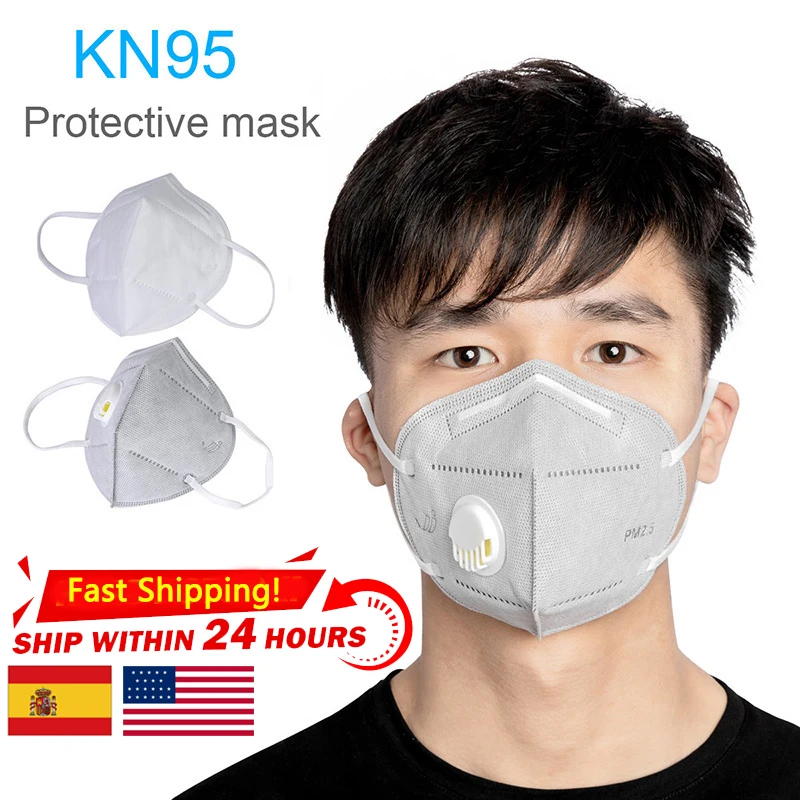 

20PCS KN95 Valved Dust Mask PM2.5 Formaldehyde Bad Smell Bacteria Proof Folding Face Mouth Mask Safe Breathable