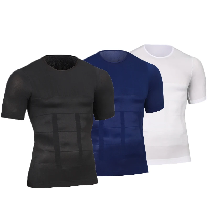 Tummy Belly Control Slim Waist Cincher Tee Shirts Men's Slimming Body Shapewear Corset Vest TShirt Compression Abdomen