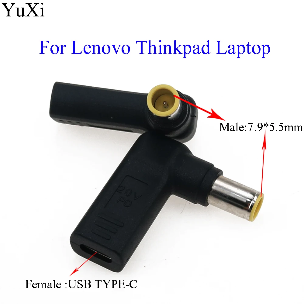 

USB C Type C Female to 7.9*5.5mm Male USB PD Emulator Trigger Angled DC Power Adapter Plug Converter for Lenovo Thinkpad Laptop