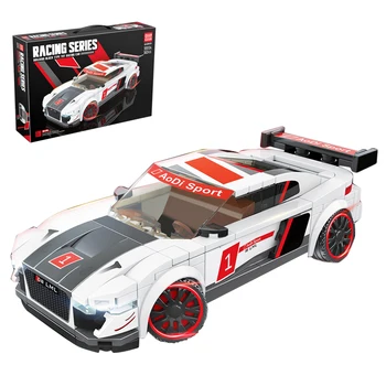 

362Pcs Static Racing Car Bricks DIY Sports Car Building Kit Small Particle Vehicle Toy For Children Educational Toys- Grey White
