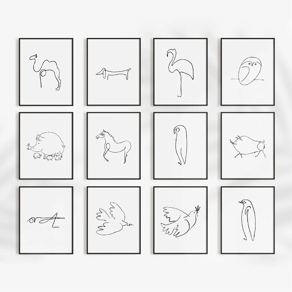 Pablo Picasso Abstract Animal Line Drawing Canvas Wall Art Print_voghion.com