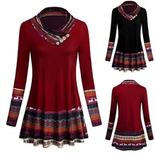 Новинка, женская блузка с длинным рукавом, с принтом рождественского оленя, повседневные свободные топы, туника, блузка, рубашка