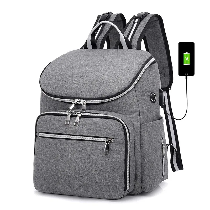 

2018 New Style Backpack Feeding Bottle Storage Multi-functional Large Capacity Outdoor USB Charging Earphones Travel Diaper Bag
