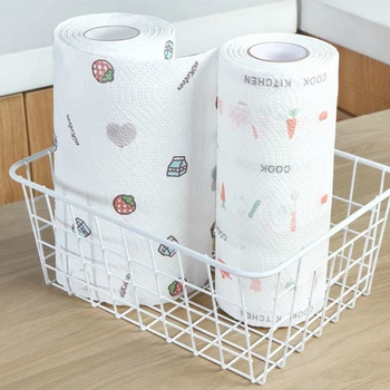 

1 Roll Kitchen Disposable Cleaning Paper Dishcloth Oil Absorbent Paper Towel Wet Dry Dual Purpose Dish Towel Kitchen Accessory