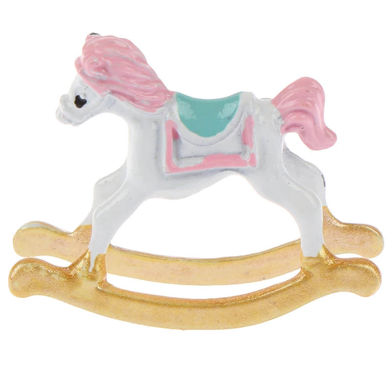 1:12 Dollhouse Miniature Kit Super Cute Little Cute Metal Horse Chair Diy Children's Room Doll House Miniatures Accessories