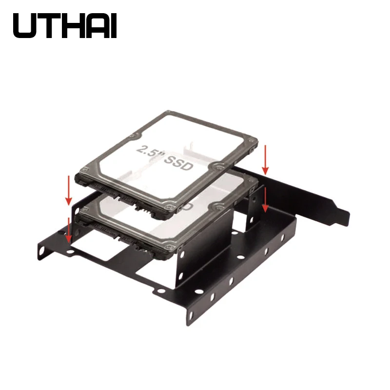 2x 2,5 Auf 3,5 Zoll Festplattenhalter - Metall Adapter Für SSD HDD PCI Einbau