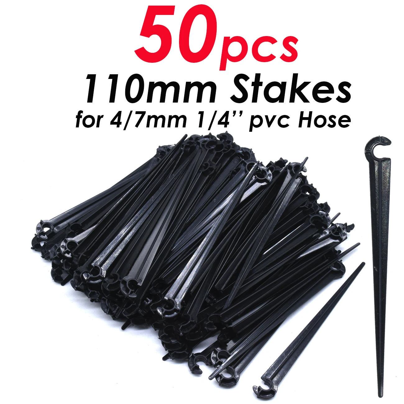 50PCS Garden Dripper Durable 1/4" C-type Hook Fixed Stem Support Holder Stakes for 4/7mm Hose Drip Irrigation Fitting Watering Dripper Emitter garden dripper