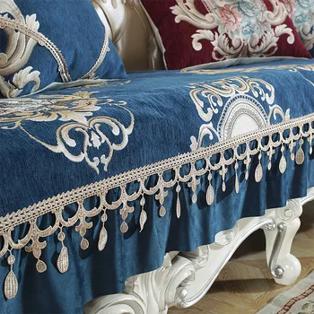 

European-style 1 Piece Sofa Cover for Living Room Jacquard Chenille Lace Sofa Covers Anti-slip Sofa Towel Europe Style 5 Color