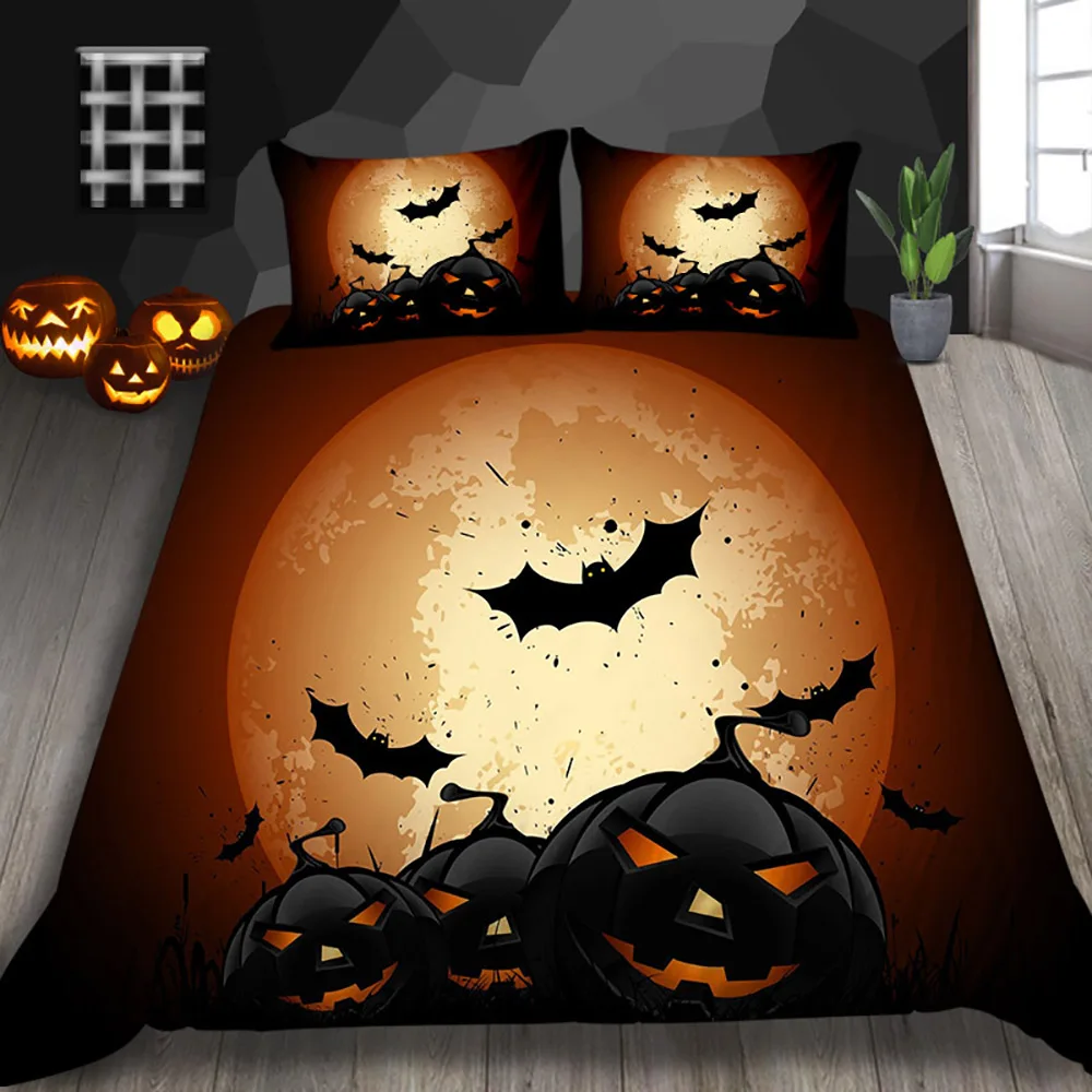 

Thumbedding Pumpkin Print Bedding Set Halloween Single Cool 3D Duvet Cover For Home Soft King Queen Full Twin Double Bed Set
