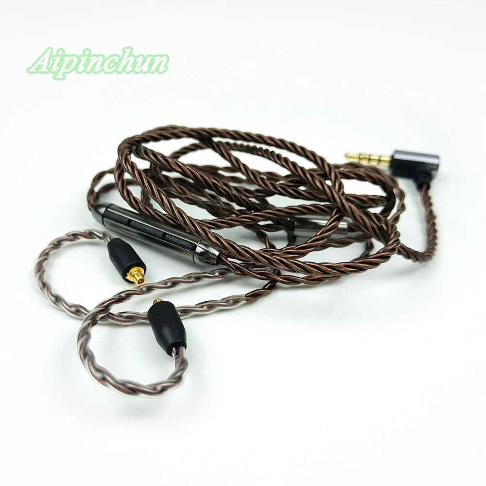Aipinchun MMCX наушники кабель микрофон Регулятор громкости Замена для Shure SE215 SE315 SE425 SE535 SE846 3,5 мм L изгиб Jack