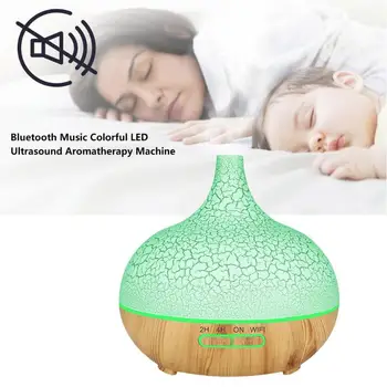 

400ml Cracked Shell Timing WiFi Ultrasonic Aroma Diffuser Air Humidifier w/Lamp Colorful Gradual Flash Night Light Beautiful