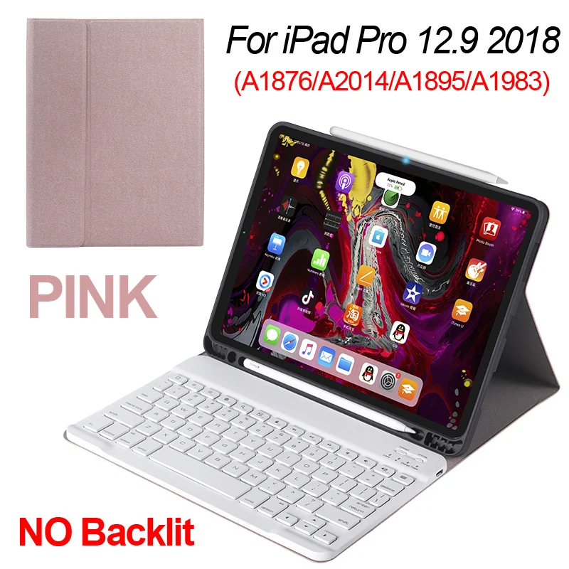 Pink Pro 12.9 Чехол для iPad Pro 12,9, Чехол для iPad Pro 11, умный чехол с подсветкой, Bluetooth клавиатура, чехол, чехол для Apple Pencil Slot, поддержка адсорбции - Цвет: Pink Pro 12.9