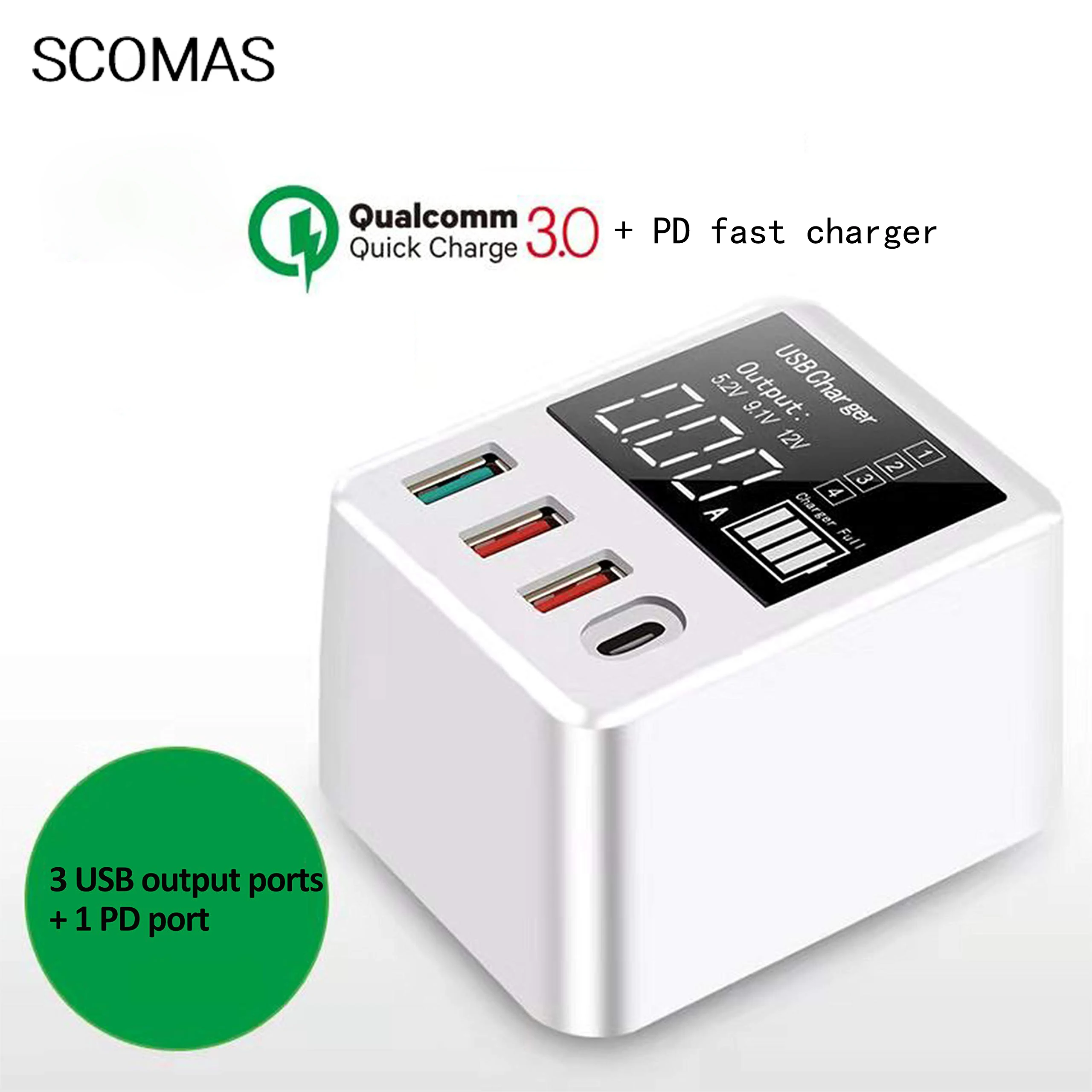 Универсальный QC 3,0+ PD быстрое зарядное устройство USB адаптер для зарядки путешествия светодиодный фонарь мульти-портовой коннектор зарядное устройство для iPhone iPad samsung