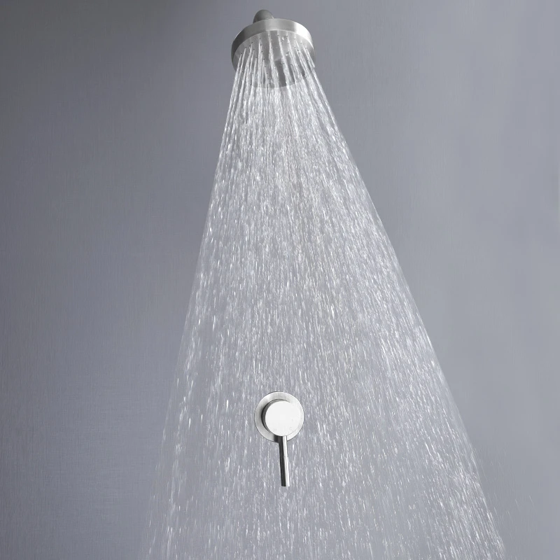 Shower Head Shower Set Stainless Steel Concealed Shower Faucets Set Brushed Nickel Rainfall Shower Head Single Handle Mixer Tap Bathroom Mixer