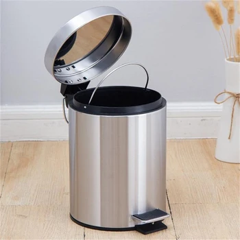 

3L Brushed Stainless Steel Rubbish Bin Step Trash Can Wastebasket Garbage Container Bin Dust Bin with Lid for Bathroom Kitchen