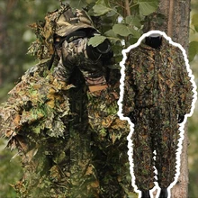Горячая ghillie Костюмы охотничья одежда 3D Кленовый лист бионический дикарь-Снайпер birdwatch камуфляжная форма для страйкбола одежда куртка и брюки
