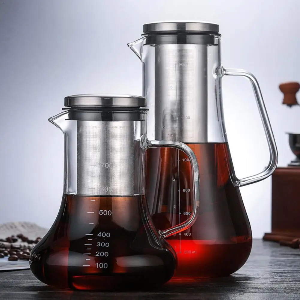 Portable Hot/cold Brew Dual Use Filter Coffee&Tea Pot Airtight Cold Brew Iced Coffee Tea Maker Glass Coffee Pot For Home