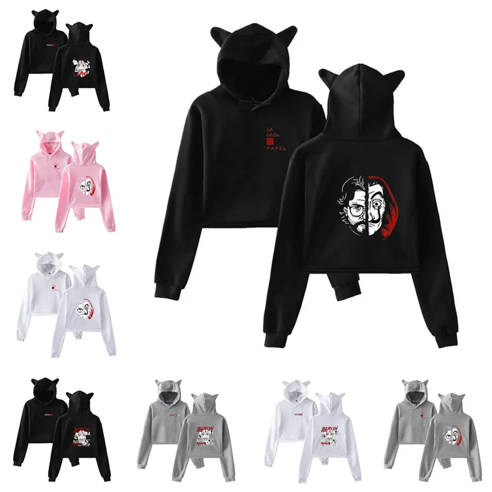 

La Casa De Papel Women short Hoodies Sweatshirt Salvador Dali Robbery Paper House money heist Cosplay Costume