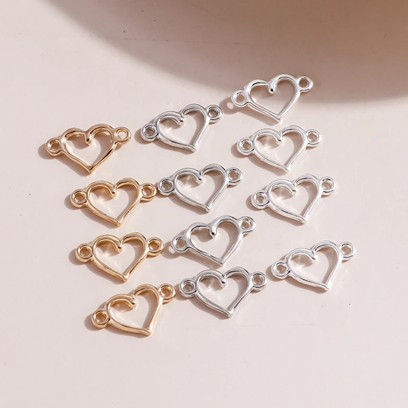 

100pcs/lot 15*9mm Three Color Fashion Love Heart Charms Connector for Jewelry Making DIY Earrings Pendants Necklaces Accessories