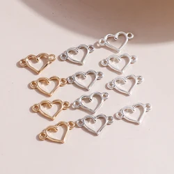 100pcs/lot 15*9mm Three Color Fashion Love Heart Charms Connector for Jewelry Making DIY Earrings Pendants Necklaces Accessories
