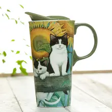 Большая креативная керамическая кружка молоко чай кофе чашка для дома с крышкой чашка для воды посуда для напитков женский подарок