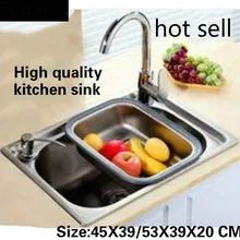 Tangwu модный кухонный пищевой желоб из нержавеющей стали 304, полностью тянущаяся маленькая раковина с одним слотом 45X39/53x39x20 см