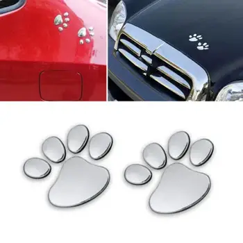 

2 PCS Car Sticker 3D Animal Dog Cat Bear Foot Prints Footprint Cool Design Paw 3D Car Stickers Silver Gold Hot Drop Shipping
