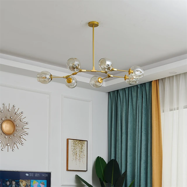 Modern Glass LED Chandelier Ball Lighting Lustre for Living Room Villa Bedroom Pendant Lamp Indoor Decoration Kitchen Fixtures 24