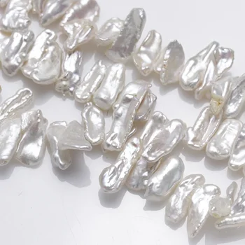 

Genuine wholesale 5strands 8-10*15-22mm AA irregular reborn biwa white pearl strands loose beads women lady jewelry DIY