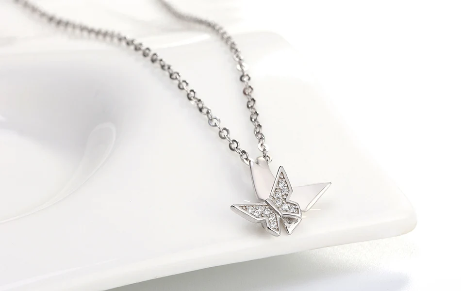 ORSA JEWELS подлинное 925 женское ожерелье с бабочкой АААА циркониевое Серебро Цвет Стерлинговое Серебро Ожерелье Ювелирные украшения SN160