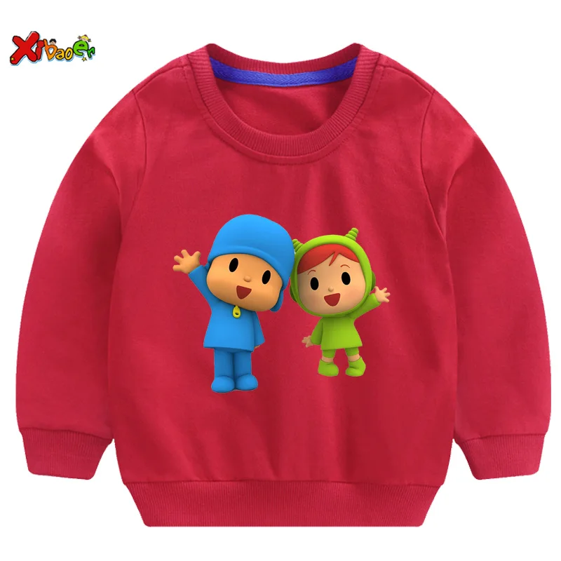Новинка года; Детский свитер; толстовка с принтом Pocoyo; футболка для мальчиков; черные толстовки с капюшоном; толстовки для маленьких мальчиков и девочек; топы - Цвет: kids sweatshirt