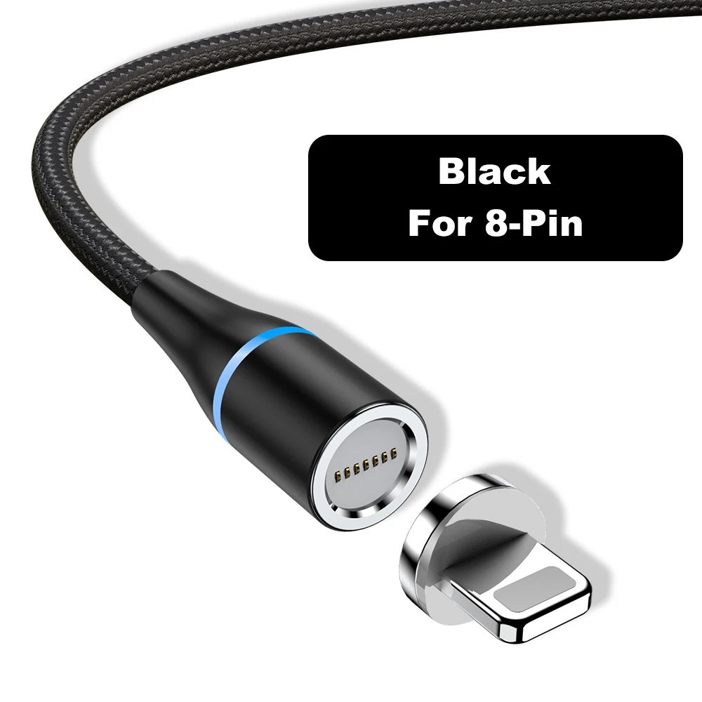 Vanniso Магнитный Micro type C USB кабель 2 М адаптер для быстрой зарядки Магнитная Зарядка для iPhone XS Max samsung Xiaomi mi9t провод шнур - Цвет: Black for iphone