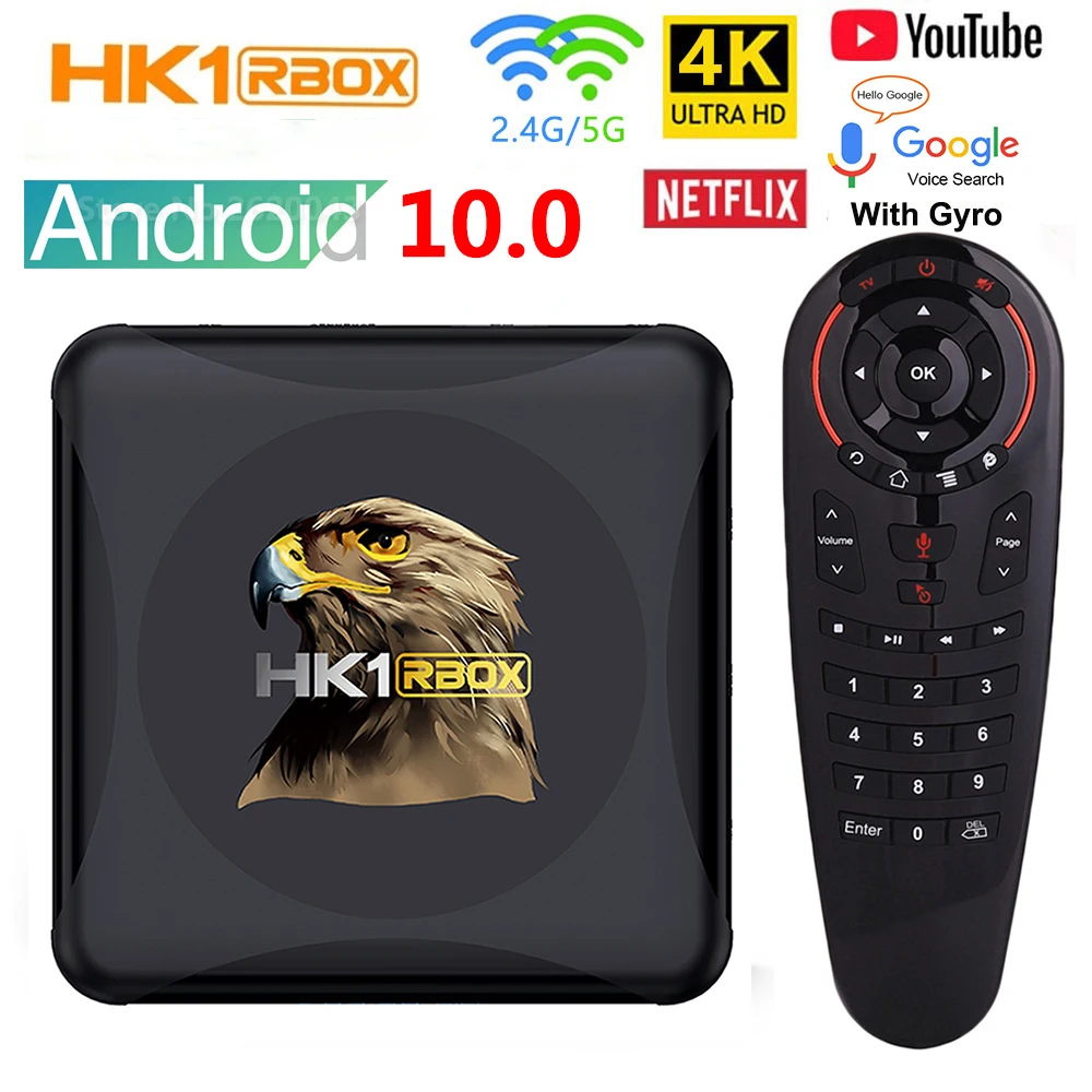HK1 Android 10 0 Смарт ТВ коробка 4 ядра Декодер каналов кабельного телевидения Гб Ram 32 ГБ