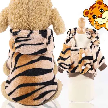 

Flannel Tiger Pattern Dog Pajamas Two-legged Dog Jumpsuit Autumn Winter Keep Warm Puppy Clothes for French Bulldog Pet Product